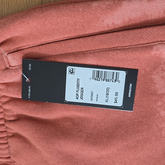 Adidas Junior Peach Tie-dye Cotton-Blend Sweatpants Fleece Jogger Size XL - Picture 4 of 9